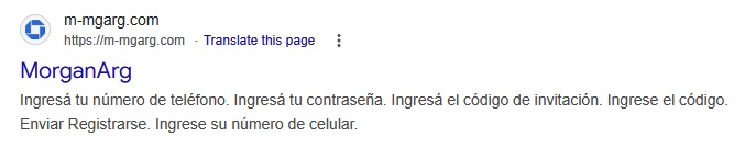 Datos almacenados en caché de Google para el sitio web falso